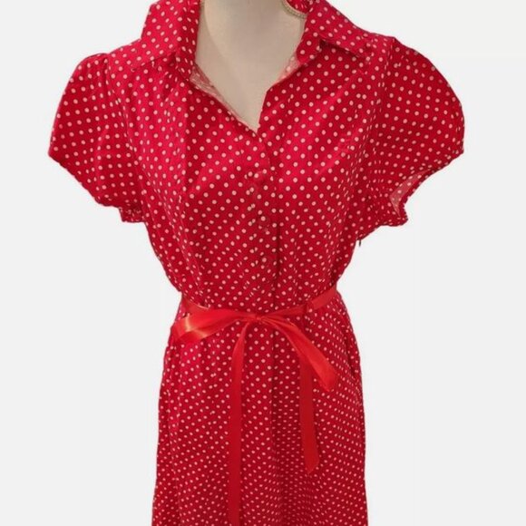 Red Polka Dot Dress Retro Pinup Costume Dress Up - Picture 1 of 4